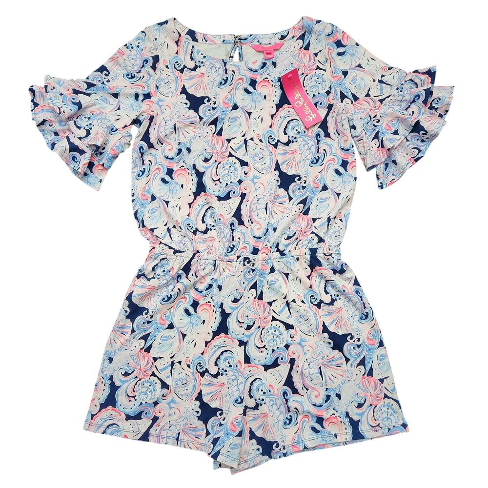 NWT Lilly Pulitzer Lula Romper Its For Shore High Tide Navy Size Medium